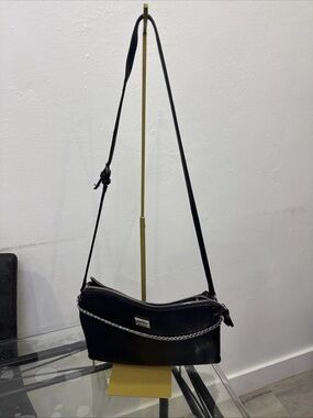 Calvin Klein Black Crossbody Bag with Silver Chain Accent